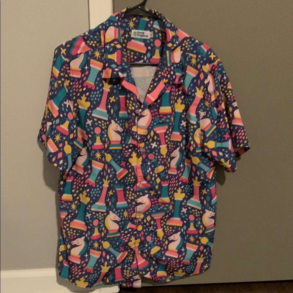 Colorful Chess Pattern Button-Up Shirt